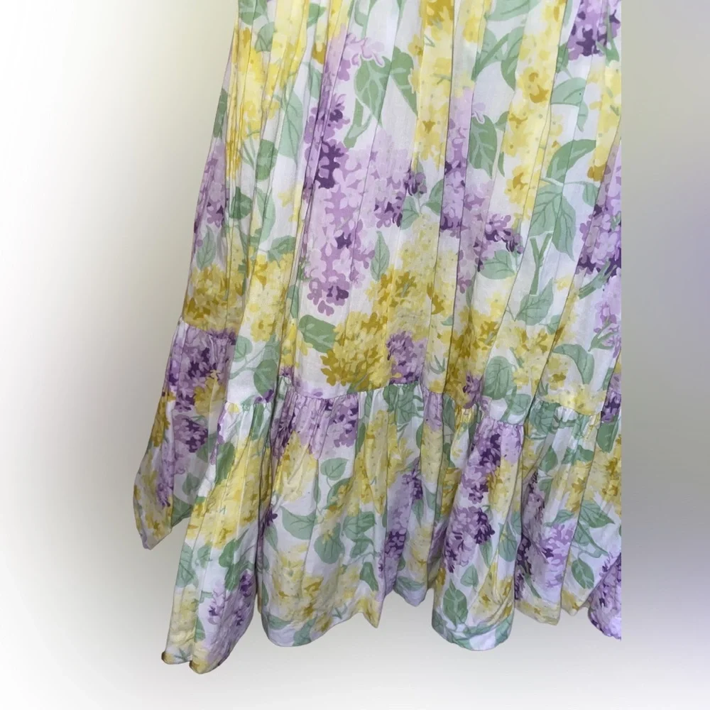 Janie and Jack Girls Floral Ruffle Tiered Dress Size 6 Purple Yellow